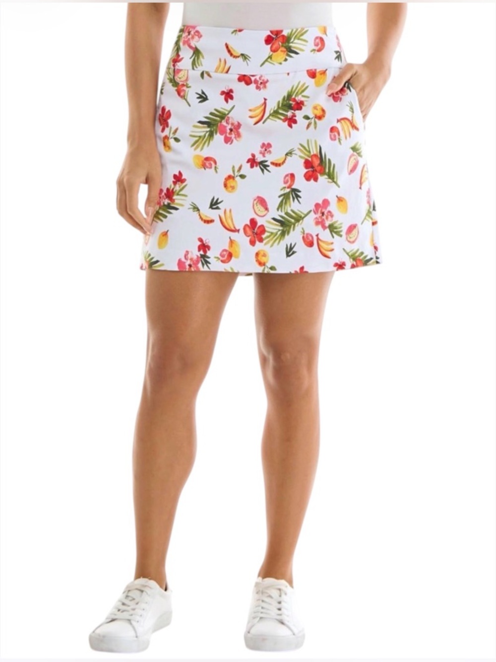 Zac & Rachel White Tropical Fruit Millennium Pull-on Skort NWT-24W